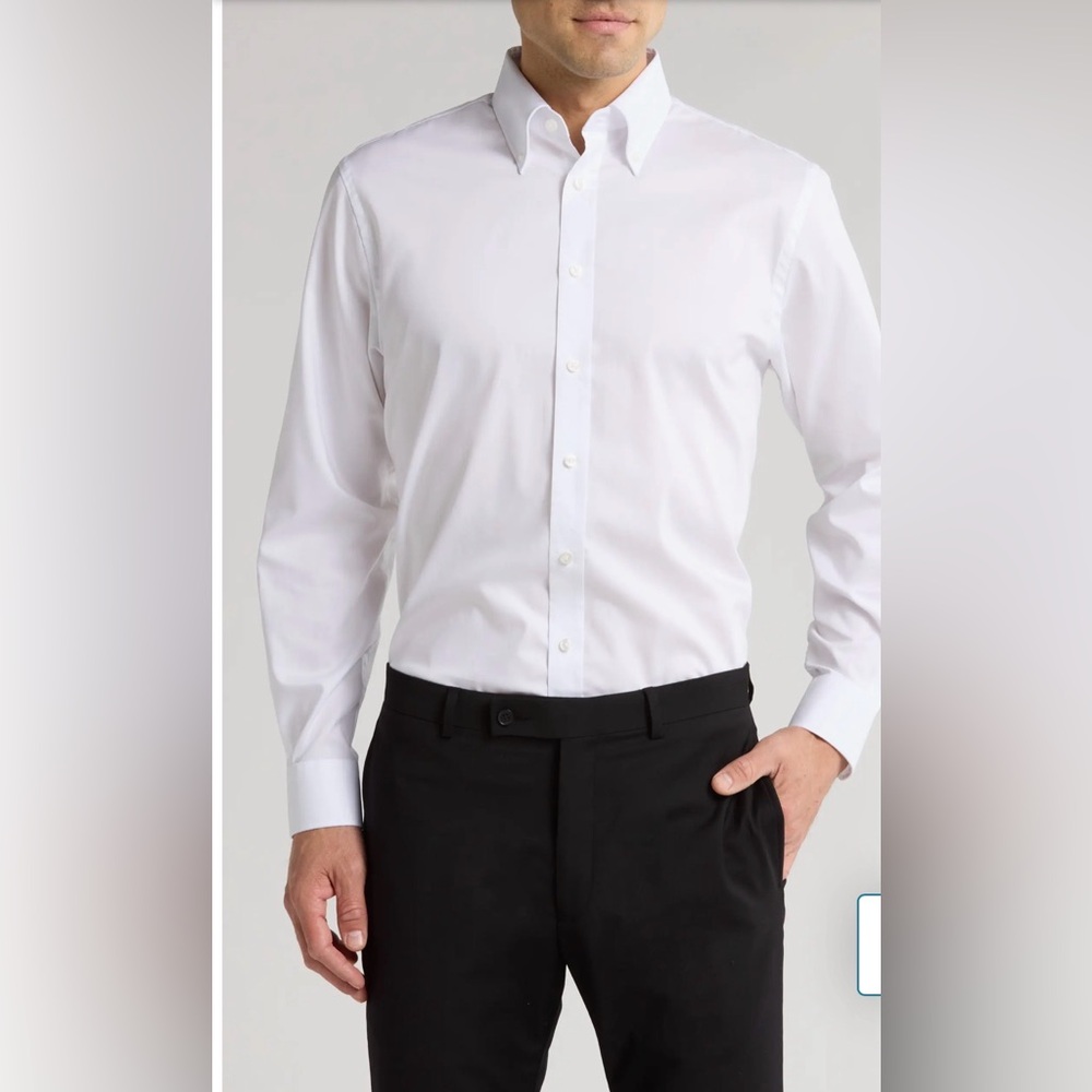 Nordstrom White Men's Dress Shirt 100% Cotton, wrinkle free
